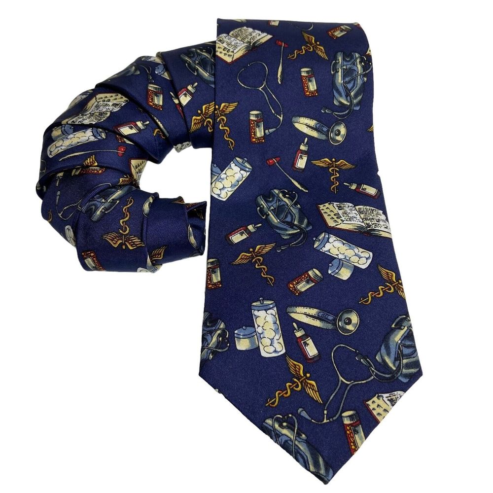 Avery Medical Fashions Necktie 100% Silk Blue Doctor's Tie Medical Supplies USA